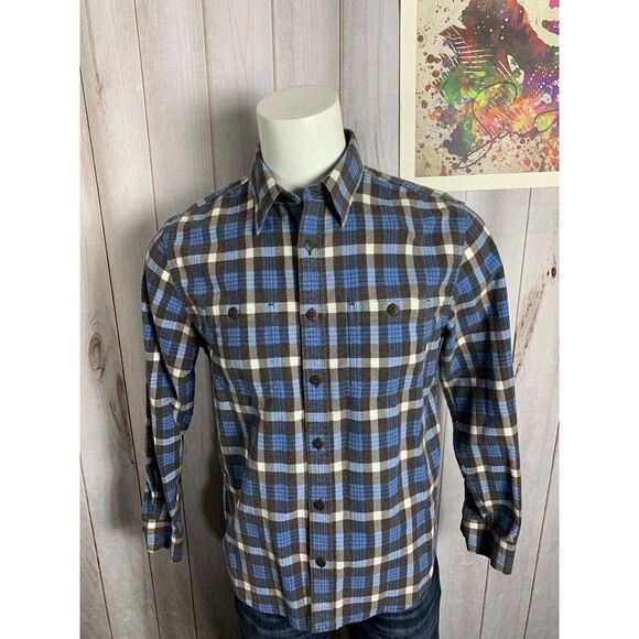 LL Bean Mens Long Sleeve Button Up Flannel Shirt 2 Pockets - Sz Medium Cotton - Picture 6 of 16